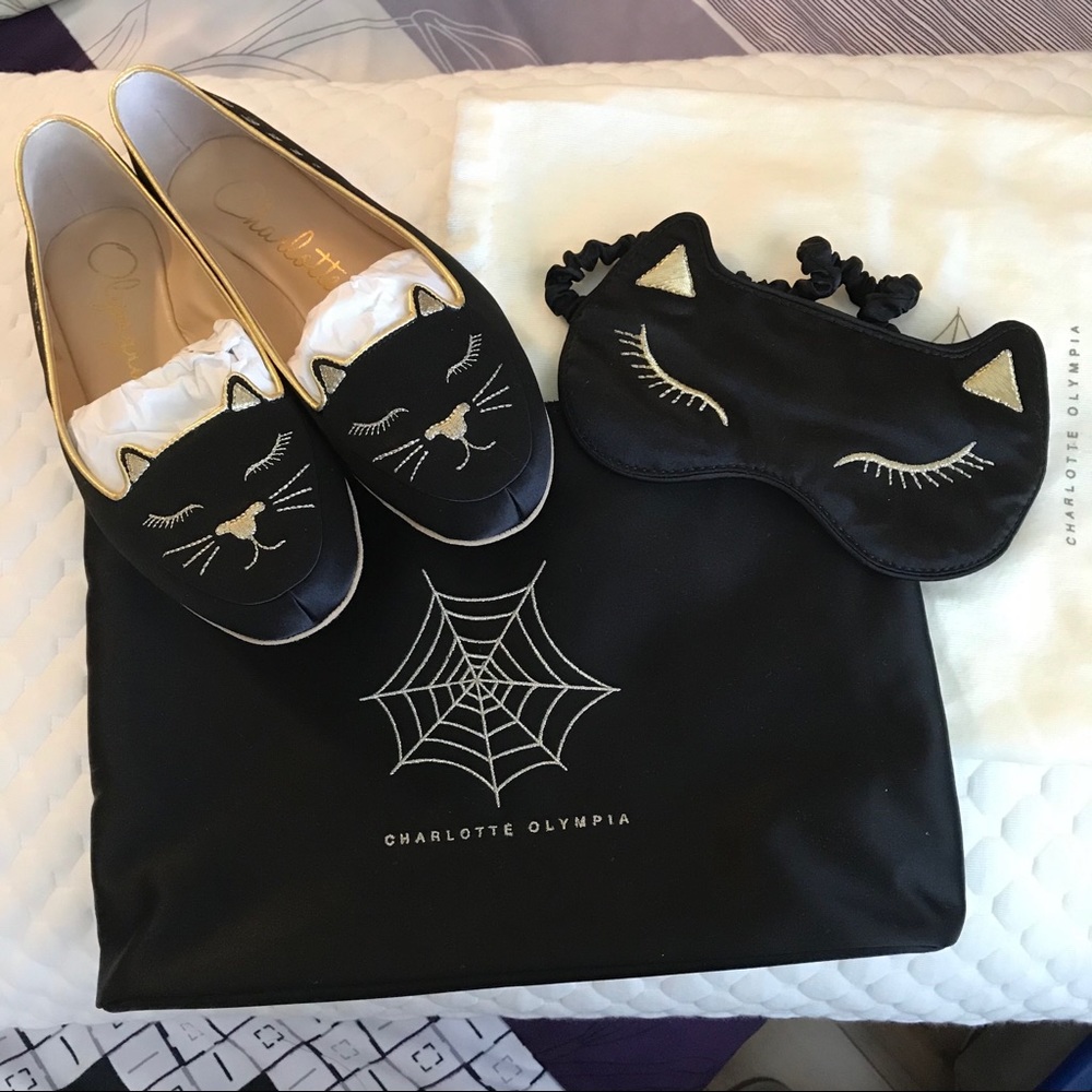 【SOLD】Charlotte Olympia Slipper & Eye Mask Set